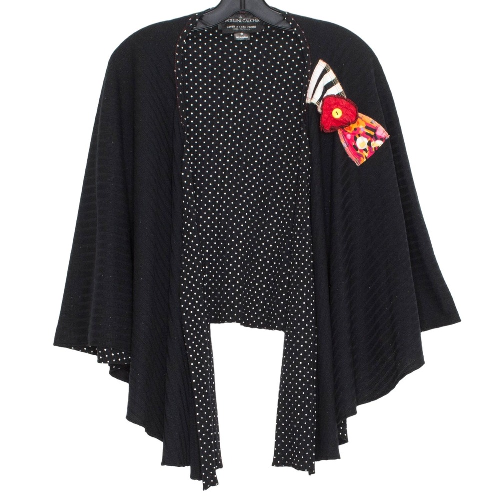 Madeleine Gaucher Shawl Open Front Asymmetrical Oversized Casual Black One Size